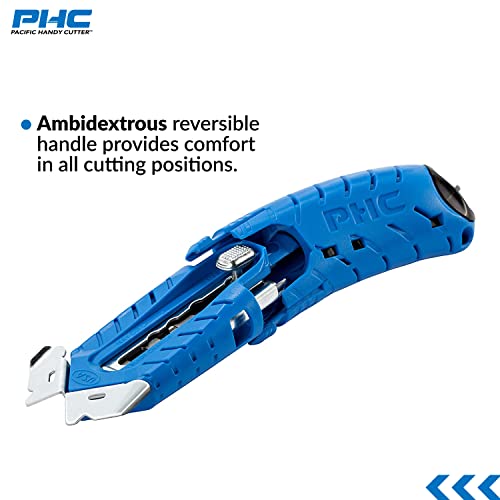 Pacific Handy Cutter S8 Safety Cutter, Ambidextrous Retractable Utility Knife with Ergonomic Design, Bladeless Tape Splitters, Steel Guards for Safety & Damage Protection, Warehouse & In-Store Cutting