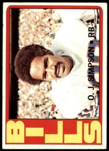 1972 topps # 160 o.j. simpson buffalo bills (football card) ex bills