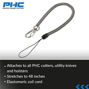 Pacific Handy Cutter CL36 Clip-On Coil Lanyard, For Utility Knives, Safety Cutters, and Hand Tools, Extends to 48 Inches, Safe Tool Retention