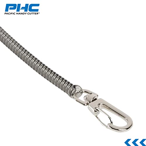 Pacific Handy Cutter CL36 Clip-On Coil Lanyard, For Utility Knives, Safety Cutters, and Hand Tools, Extends to 48 Inches, Safe Tool Retention