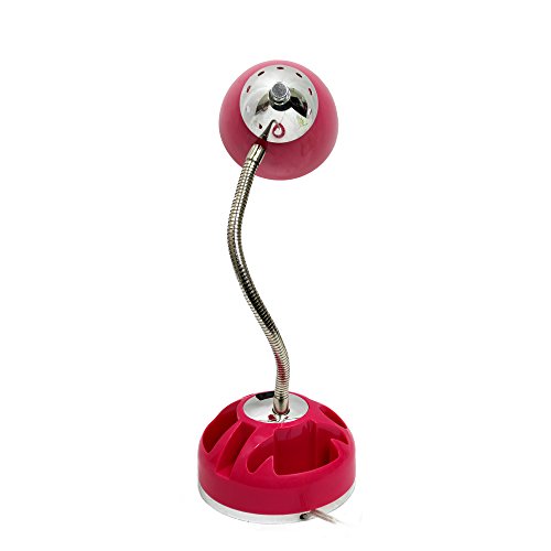 Limelights LD1015-PNK Flossy Organizer Desk Lamp with Charging Outlet Lazy Susan Base, Hot Pink