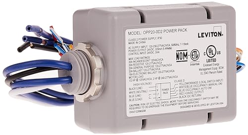 Leviton OPP20-D2 20-Amp Super Duty Power Pack for Occupancy Sensors, Basic with Auto-On, Manual-On and Local Switch Inputs, Gray