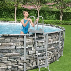 Bestway Flowclear Above Ground Swimming Pool Ladder 52” | Corrosion-Resistant Metal Frame with Heavy Duty Plastic Steps