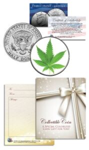 marijuana pot leaf collectible jfk kennedy half dollar u.s. colorized coin gift