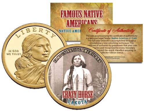 CRAZY HORSEFamous Native Americans Sacagawea Dollar US $1 Coin LAKOTA Indians