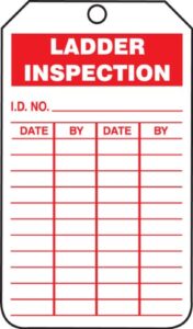 accuform "ladder inspection" pack of 25 pf-cardstock inspection record tags, 5.75" x 3.25", red on white,trs248ctp