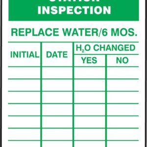 Accuform "Eye WASH Station Inspection" Pack of 25 PF-Cardstock Inspection Record Tags, 5.75" x 3.25", Green on White, TRS245CTP