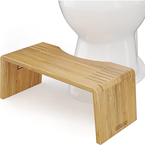 Squatty Potty Oslo Folding Bamboo Toilet Stool – 7 Inches, Collapsible Bathroom Stool for Kids and Adults – Brown, Portable and Space-Saving