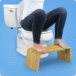 Squatty Potty Oslo Folding Bamboo Toilet Stool – 7 Inches, Collapsible Bathroom Stool for Kids and Adults – Brown, Portable and Space-Saving