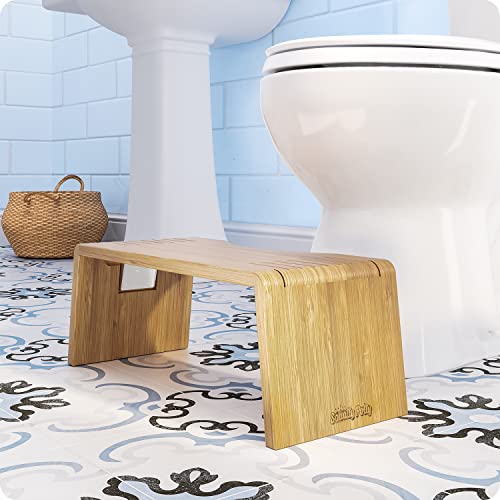 Squatty Potty Oslo Folding Bamboo Toilet Stool – 7 Inches, Collapsible Bathroom Stool for Kids and Adults – Brown, Portable and Space-Saving