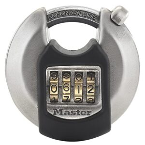 master lock m40eurdnum excell disc padlock high security [combination] [stainless steel] [outdoor] m40eurdnum-best used for storage units, sheds, garages, trailers and more, 70mm