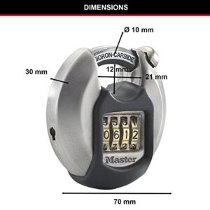 Master Lock M40EURDNUM Excell Disc Padlock High Security [Combination] [Stainless Steel] [Outdoor] M40EURDNUM-Best Used for Storage Units, Sheds, Garages, Trailers and More, 70mm