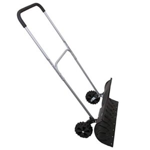 bandwagon rolling snow pusher heavy duty adjustable with 6" wheels