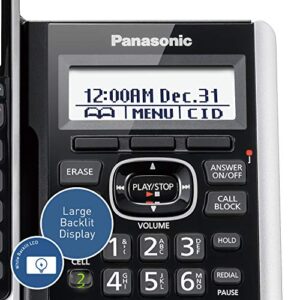 Panasonic Link2Cell Bluetooth Cordless Phone System with HD Audio, Voice Assistant, Smart Call Block and Answering Machine, Expandable Cordless System - 5 Handsets - KX-TGF675S (Black/Silver Trim)