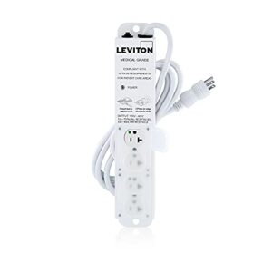 leviton 5304m-2n7 4-outlets 7-feet cord length medical grade surge protective power strip, 20-amp, 125-volt
