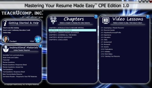 TEACHUCOMP Video Training Tutorial for Mastering Your Resume DVD-ROM Course