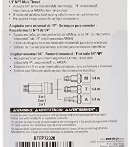 Bostitch BTFP72320 Universal 1/4-Inch Series Coupler - Push-To-Connect - 1/4-Inch NPT Male Thread