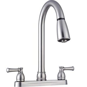 dura faucet df-pk350l-sn rv non-metallic low weight plastic resintwo-handle pull-down kitchen sink faucet (brushed satin nickel)