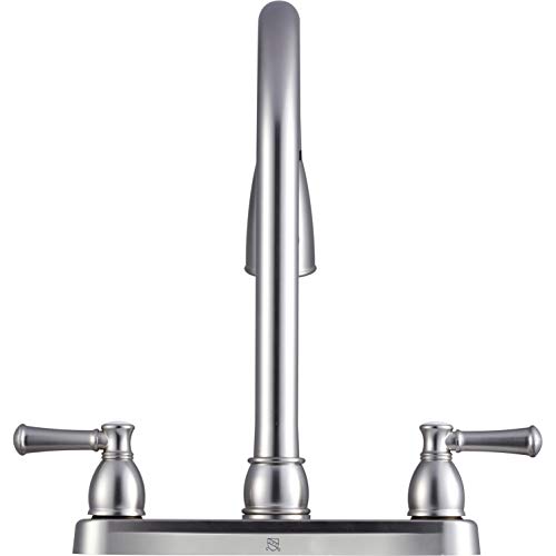 Dura Faucet DF-PK350L-SN RV Non-Metallic Low Weight Plastic ResinTwo-Handle Pull-Down Kitchen Sink Faucet (Brushed Satin Nickel)