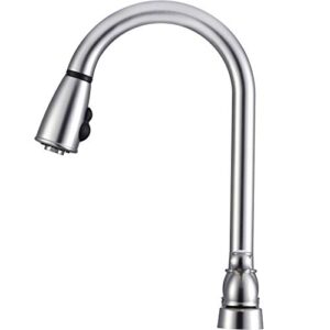 Dura Faucet DF-PK350L-SN RV Non-Metallic Low Weight Plastic ResinTwo-Handle Pull-Down Kitchen Sink Faucet (Brushed Satin Nickel)