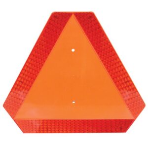 deflecto slow moving vehicle sign with reflective tape, safety triangle, orange, highly visible, plastic, 16" w x 14" h x 1/4" d(70-0110-50)