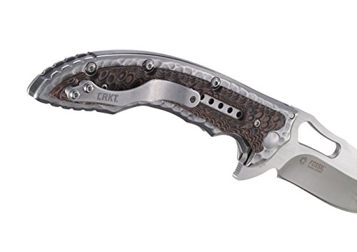 COLUMBIA RIVER KNIFE & TOOL Fossil Folding Pocket Knife: Stainless Steel Plain Edge EDC Folder with Frame Lock, Everyday Carry Folded Knife, with Satin Blade Finish 5470, Silver , brown, grey