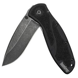 Kershaw Blur BlackWash Pocketknife, 3.4" Sandvik 14C28N Stainless Steel Recurved Blade, Assisted Thumb-Stud Opening EDC