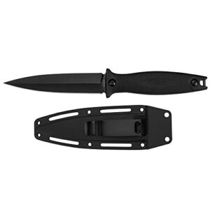 kershaw secret agent (4007); concealable boot knife with strong single edge 4.4 inch 8cr13mov steel blade; arrives with dual carry molded sheath and stealthy non-reflective black oxide finish, 3 oz
