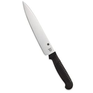 spyderco lightweight kitchen utility knife with 6.5" mbs-26 stainless steel blade and black polypropylene plastic handle - plainedge - k04pbk