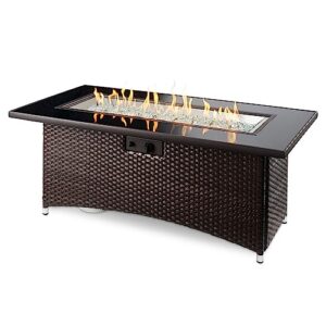 the outdoor greatroom company propane fire pit table - 60 inch balsam montego outdoor gas fire pits for outside patio - fire table compatible with natural gas or liquid propane - 80,000 btus