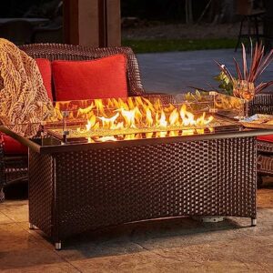 The Outdoor Greatroom Company Propane Fire Pit Table - 60 Inch Balsam Montego Outdoor Gas Fire Pits for Outside Patio - Fire Table Compatible with Natural Gas or Liquid Propane - 80,000 BTUs