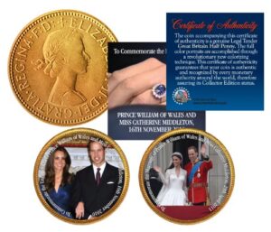 royal wedding prince william & kate british half penny 24k gold 2-coin set