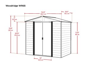 arrow shed wr65 steel 6 x 5 ft. low gable galvanized coffee/woodgrain storage shed, wood grain