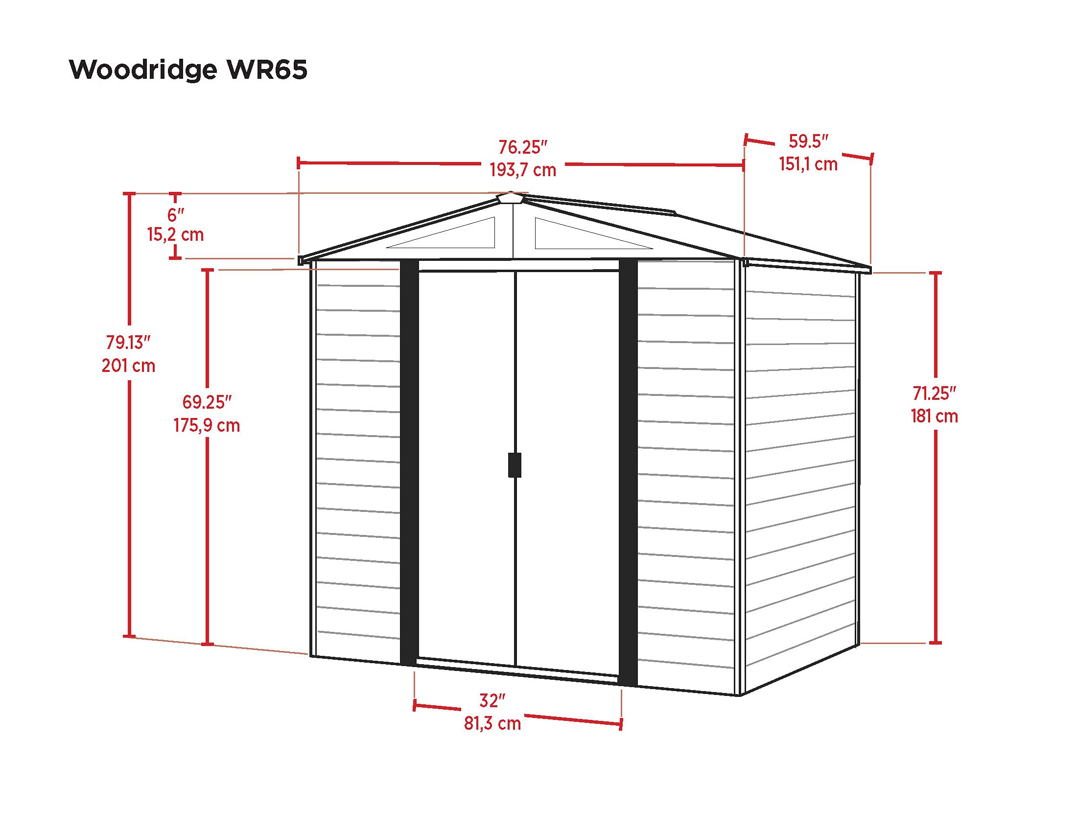 Arrow Shed WR65 Steel 6 x 5 ft. Low Gable Galvanized Coffee/Woodgrain Storage Shed, Wood Grain