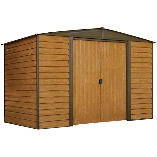 Arrow Shed WR106 Arrow Woodridge Low Gable Steel, Coffee/Woodgrain 10 x 6 ft. Storage Shed, Brown