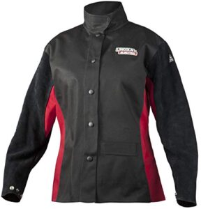 lincoln electric womens leather jessi combs women s shadow welding jacket, black/red, small us