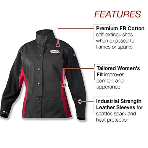 Lincoln Electric womens leather Jessi Combs Women s Shadow Welding Jacket, Black/Red, Small US