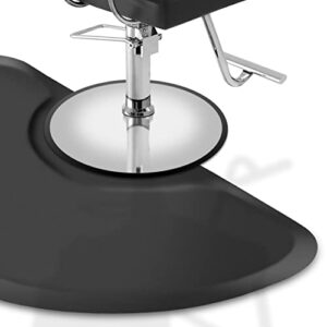 Saloniture 3 ft. x 4 ft. Salon & Barber Shop Chair Anti-Fatigue Mat - Black Semi Circle - 5/8 in. Thick