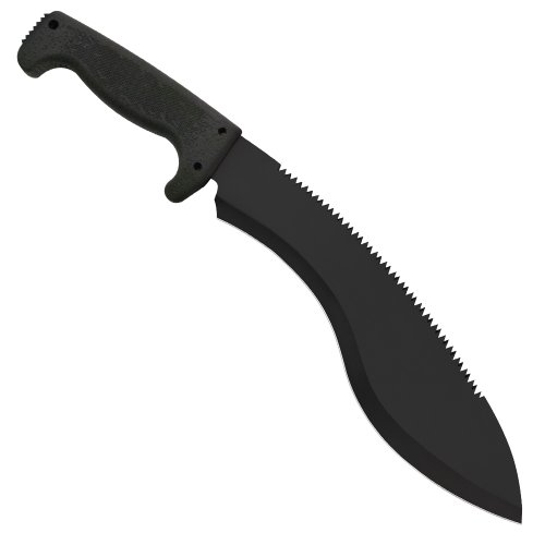 SOG SOGfari Kukri Machete MC11-N - Hardcased Black 12"" Blade w/ Saw Back, Rubber Handle, Nylon Sheath, black