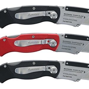 Husky Folding Sure-Grip Lock Back Utility Knives Multi Pack (3 Piece Set: 3 x Husky Knives w/ Blades) (Colors Vary)