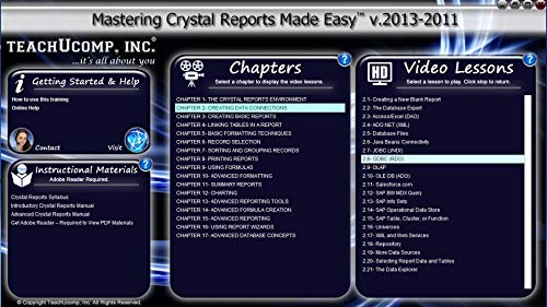 TEACHUCOMP Video Training Tutorial for Crystal Reports v. 2013 and 2011 DVD-ROM Course and PDF Manual