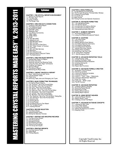 TEACHUCOMP Video Training Tutorial for Crystal Reports v. 2013 and 2011 DVD-ROM Course and PDF Manual