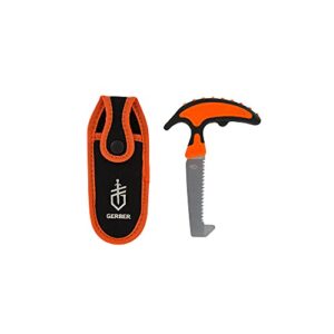 gerber gear vital pack saw - 3.4" fixed sawtooth blade - camping and hunting saw with included fabric sheath - orange