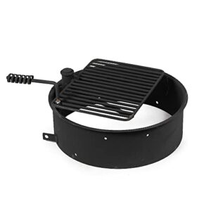 titan great outdoors 24-in steel fire ring with 15.5-in. x 19.5-in. grate, outdoor cooking camping
