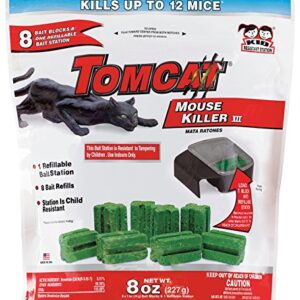 Tomcat Mouse Killer III Tier 3 Refillable Mouse Bait Station, 1 Station with 8 Baits (Bag)