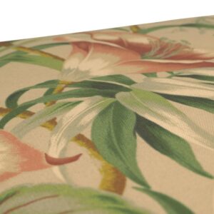 Pillow Perfect Tropic Floral Indoor/Outdoor Square Corner Chair Seat Cushion with Ties, Plush Fiber Fill, Weather, and Fade Resistant, 16" x 18.5", Tan Botanical Glow, 2 Count