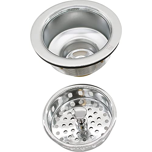 Westbrass D214-05 3-1/2" Post Style Large Kitchen Sink Basket Strainer, Polished Nickel