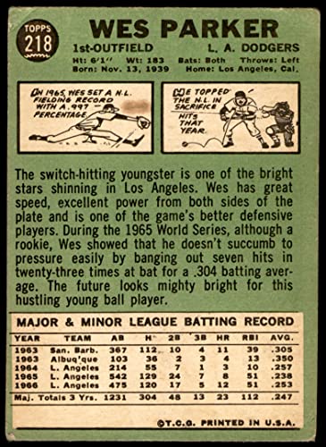 1967 Topps # 218 Wes Parker Los Angeles Dodgers (Baseball Card) FAIR Dodgers