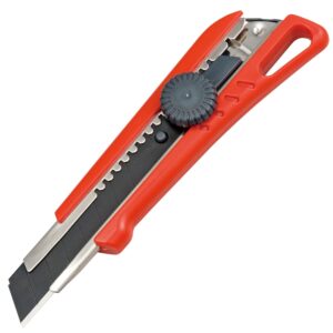tajima utility knife - 3/4" 7-point heavy duty snap blade box cutter with dial lock & 3 razar black blades - lc-521