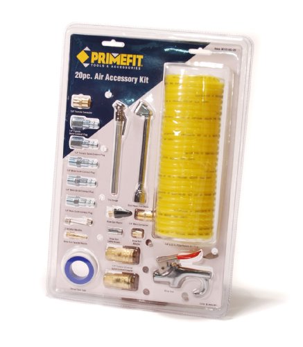 Primefit Pri-6044 IK1016S-20 Deluxe 1/4" Air Compressor Accessory Kit Including 1/4" Recoil Airhose